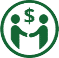 economic development illustration two people shaking hands with dollar sign in circle